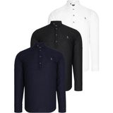 Dewberry G783 Erkek Gömlek 3'li Set Siyah / Beyaz / Lacivert Pamuklu Hakim Yaka Günlük ve Ofis - 2XL - Siyah - Beyaz - Lacivert