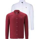 Dewberry Ikili Set G674 Dewberry Erkek Gömlek-Beyaz-Bordo - Beyaz - Bordo