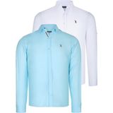 Dewberry Ikili Set G674 Dewberry Erkek Gömlek-Beyaz-Camgöbeği - Cam Göbeği