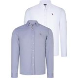 Dewberry Ikili Set G674 Dewberry Erkek Gömlek-Beyaz-Gri