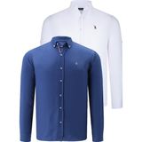 Dewberry Ikili Set G674 Dewberry Erkek Gömlek Beyaz Indigo - İndigo - Beyaz