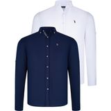 Dewberry Ikili Set G674 Dewberry Erkek Gömlek-Beyaz-Lacivert