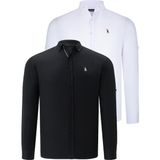 Dewberry Ikili Set G674 Dewberry Erkek Gömlek Beyaz Siyah - Beyaz - Siyah