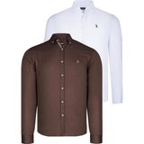 Dewberry Ikili Set G674 Dewberry Erkek Gömlek Beyaz Toprak - Beyaz - Toprak
