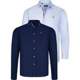 Dewberry Ikili Set G674 Dewberry Erkek Gömlek Lacivert Açık Mavi - Lacivert - Açık Mavi
