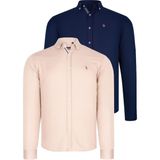 Dewberry Ikili Set G674 Dewberry Erkek Gömlek-Lacivert-Bej - Lacivert - Bej