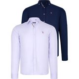 Dewberry Ikili Set G674 Dewberry Erkek Gömlek-Lacivert-Lila - Lacivert - Lila