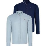 Dewberry Ikili Set G674 Dewberry Erkek Gömlek-Lacivert-Su Yeşili