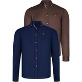 Dewberry Ikili Set G674 Dewberry Erkek Gömlek-Lacivert-Toprak