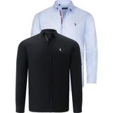 Dewberry Ikili Set G674 Dewberry Erkek Gömlek Siyah Açık Mavi - 2XL - Siyah - Açık Mavi