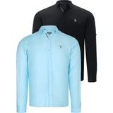 Dewberry Ikili Set G674 Dewberry Erkek Gömlek-Siyah-Camgöbeği - XL - Cam Göbeği