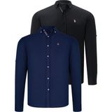 Dewberry Ikili Set G674 Dewberry Erkek Gömlek-Siyah-Lacivert - Siyah - Lacivert