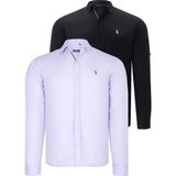 Dewberry Ikili Set G674 Dewberry Erkek Gömlek-Siyah-Lila - Siyah - Lila