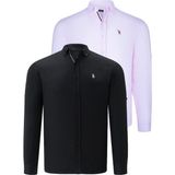 Dewberry Ikili Set G674 Dewberry Erkek Gömlek Siyah Pembe - 2XL - Siyah - Pembe