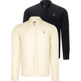 Dewberry Ikili Set G674 Dewberry Erkek Gömlek-Siyah-Sarı - Siyah - Sarı