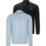 Dewberry Ikili Set G674 Dewberry Erkek Gömlek Siyah Su Yeşili - 3XL - Siyah - Su Yeşili
