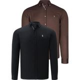 Dewberry Ikili Set G674 Dewberry Erkek Gömlek-Siyah-Toprak - Siyah - Toprak