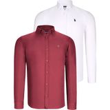 Dewberry Ikili Set G725 Dewberry Erkek Gömlek-Beyaz-Bordo - Beyaz - Bordo