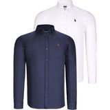 Dewberry Ikili Set G725 Dewberry Erkek Gömlek-Beyaz-Lacivert
