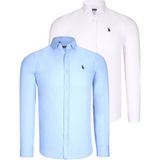 Dewberry Ikili Set G725 Dewberry Erkek Gömlek-Beyaz-Mavi - Beyaz - Mavi