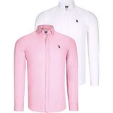 Dewberry Ikili Set G725 Dewberry Erkek Gömlek-Beyaz-Pembe - Beyaz - Pembe