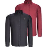 Dewberry Ikili Set G725 Dewberry Erkek Gömlek-Siyah-Bordo - XL - Siyah - Bordo