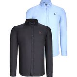 Dewberry Ikili Set G725 Dewberry Erkek Gömlek-Siyah-Mavi - Siyah - Mavi