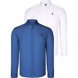 Dewberry İkili Set G725 Erkek Gömlek-Beyaz-Indigo - İndigo - Beyaz