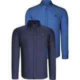Dewberry İkili Set G725 Erkek Gömlek-Lacivert-Indigo - XL - Lacivert - İndigo