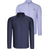 Dewberry İkili Set G725 Erkek Gömlek-Lacivert-Lila - 3XL - Lacivert - Lila