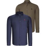 Dewberry İkili Set G725 Erkek Gömlek-Lacivert-Yeşil - XL - Lacivert - Yeşil