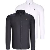 Dewberry İkili Set G725 Erkek Gömlek-Siyah-Beyaz - 3XL - Siyah - Beyaz