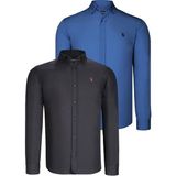Dewberry İkili Set G725 Erkek Gömlek-Siyah-Indigo - Siyah - İndigo