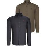 Dewberry İkili Set G725 Erkek Gömlek-Siyah-Yeşil - XL - Siyah - Yeşil