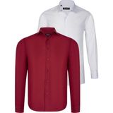 Dewberry Ikili Set G726 Dewberry Erkek Gömlek-Beyaz-Bordo - Beyaz - Bordo