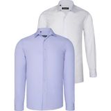 Dewberry Ikili Set G726 Dewberry Erkek Gömlek-Beyaz-Lila - Beyaz - Lila