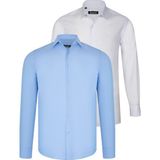 Dewberry Ikili Set G726 Dewberry Erkek Gömlek-Beyaz-Mavi - Beyaz - Mavi
