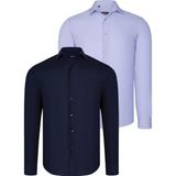 Dewberry Ikili Set G726 Dewberry Erkek Gömlek-Lacivert-Lila - 3XL - Lacivert - Lila