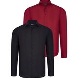 Dewberry Ikili Set G726 Dewberry Erkek Gömlek-Siyah-Bordo - 3XL