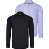 Dewberry Ikili Set G726 Dewberry Erkek Gömlek-Siyah-Lila - 3XL - Siyah - Lila