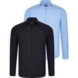 Dewberry Ikili Set G726 Dewberry Erkek Gömlek-Siyah-Mavi - XL - Siyah - Mavi