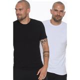Dewberry İkili Set T8569 Bisiklet Yaka Erkek T-Shirt-Beyaz-Siyah - M - Beyaz - Siyah