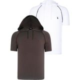 Dewberry Ikili Set T8570 Dewberry Kapşonlu Erkek T-Shırt-Beyaz-Haki - Beyaz - Haki - M