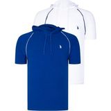 Dewberry Ikili Set T8570 Dewberry Kapşonlu Erkek T-Shırt-Beyaz-Saks - M - Beyaz - Saks