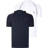 Dewberry Ikili Set T8570 Dewberry Kapşonlu Erkek T-Shırt-Lacivert-Beyaz - M