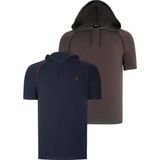 Dewberry Ikili Set T8570 Dewberry Kapşonlu Erkek T-Shırt-Lacivert-Haki - Lacivert - Haki