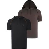 Dewberry Ikili Set T8570 Dewberry Kapşonlu Erkek T-Shırt-Siyah-Haki - Siyah - Haki