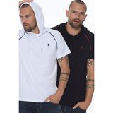 Dewberry İkili Set T8570 Kapüşonlu Erkek T-Shirt-Beyaz - Lacivert - M