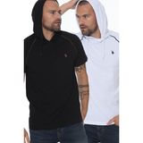 Dewberry İkili Set T8570 Kapüşonlu Erkek T-Shirt-Beyaz-Siyah - Beyaz - Siyah