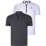 Dewberry Ikili Set T8571 Dewberry Fermuarlı Erkek T-Shırt-Antrasit-Beyaz - Antrasit - Beyaz - 3XL